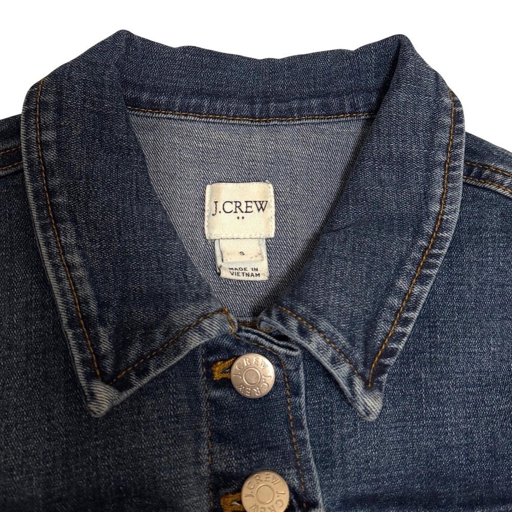 J.Crew Womens Dark Indigo classic Denim Trucker Jacket Blue H5092 Size S - Picture 3 of 6